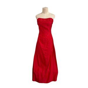 Vintage Jessica McClintock For Gunne Sax Prom Red Ball Gown Strapless Formal Dre